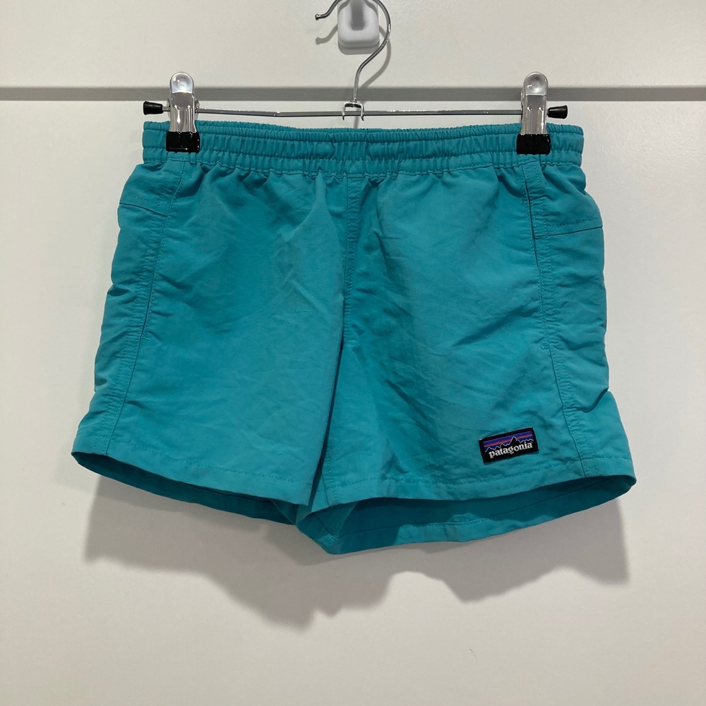 Patagonia Kids Baggies Shorts Teal Blue Elastic Waist 67067 Size M 10